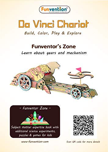 Funvention Da Vinci Chariot DIY Wooden Mechanical Model Science Educational Toy - STEM Learning Kit for Kids 3D Puzzle