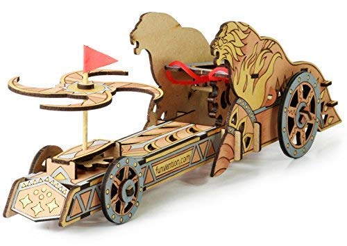 Funvention Da Vinci Chariot DIY Wooden Mechanical Model Science Educational Toy - STEM Learning Kit for Kids 3D Puzzle