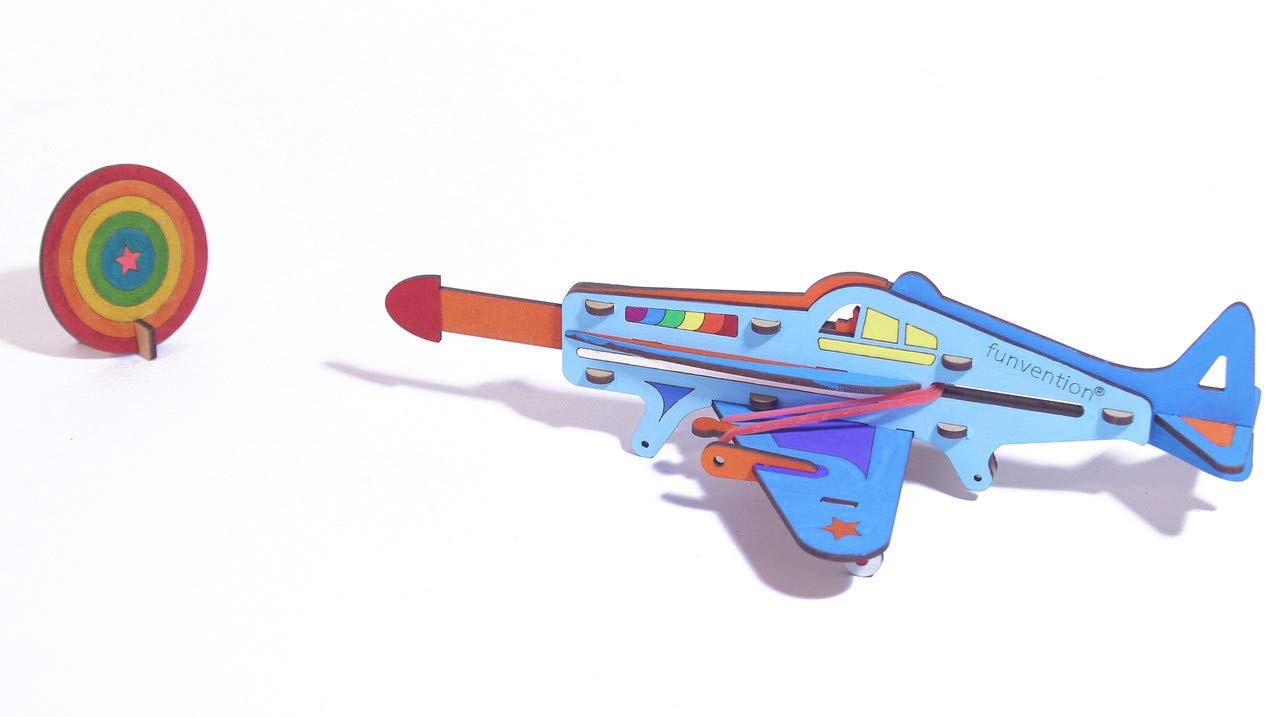 Funvention- for Little Scientist in Every Kid Engineered Wood Shooter Plane, Multicolour, 5 Years, Kid