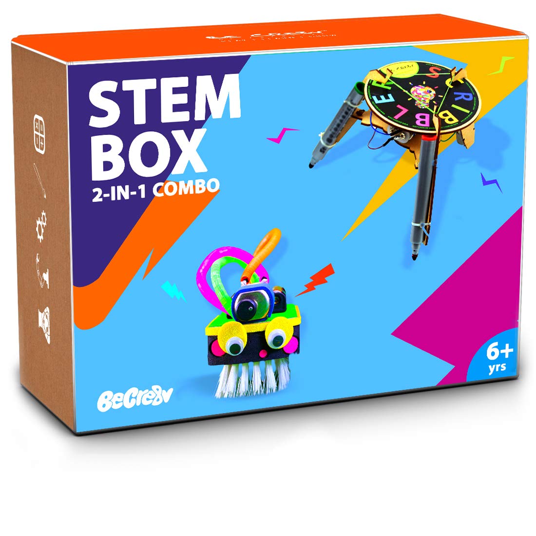 be cre8v 2 in 1 stem based robotics combo diy kit for kids 6+ years, educational kit, science lab diy, electronics projects- Multi color