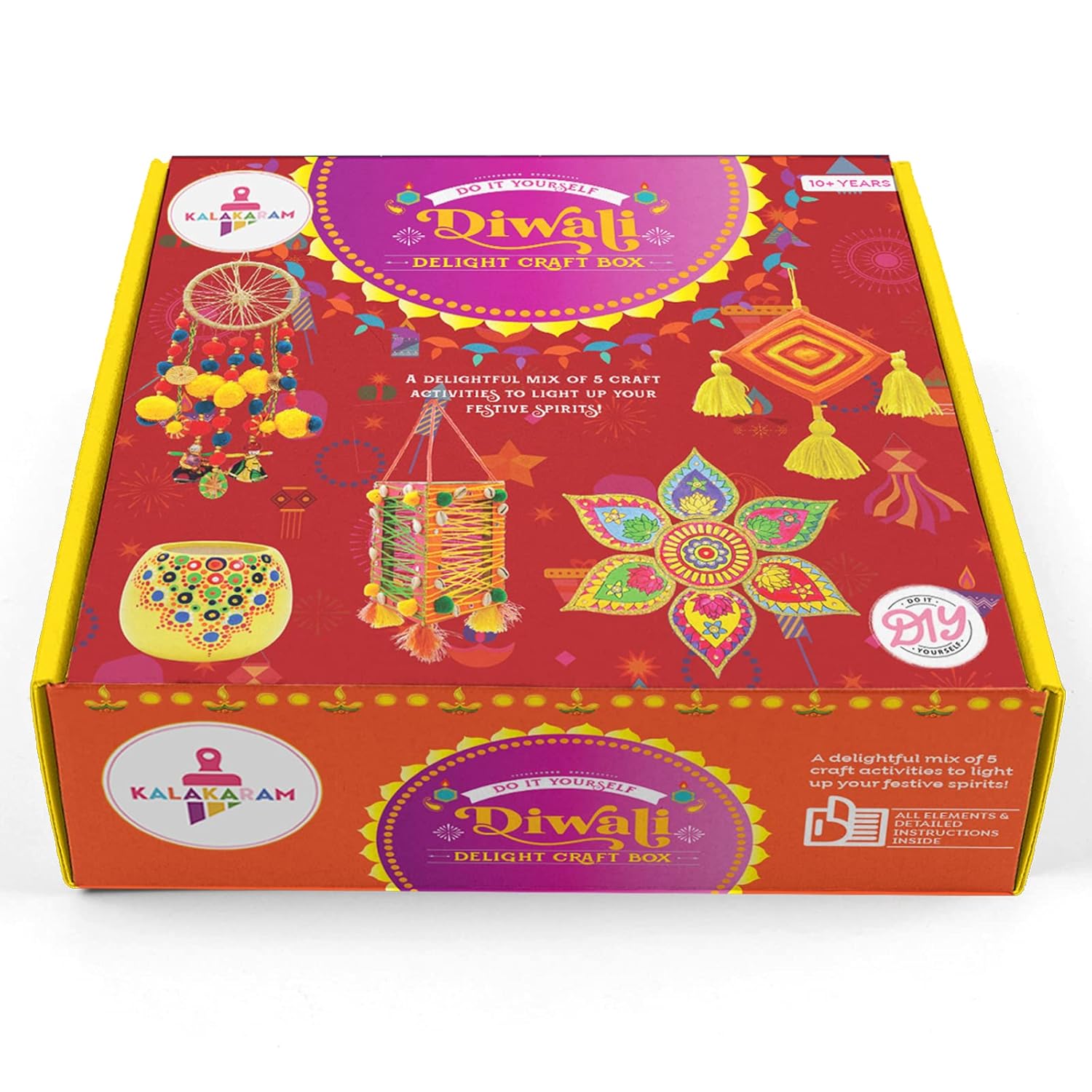 Kalakaram Diwali Delight Craft Activity Box, A Delightful Mix of 5 Craft Activities to Celebrate Diwali Festival, DIY Hobby Craft Kit for Kids and Adults, Festive Gift for Boys and Girls