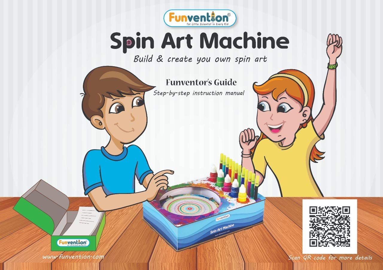 Funvention- for Little Scientist in Every Kid Spin Art Machine DIY STEM Learning Kit, 8+ Yrs