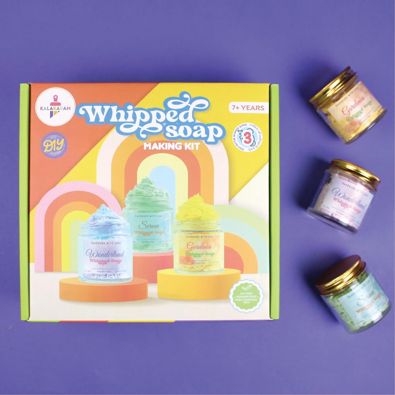 Kalakaram Whipped Soap Making Kit, Make 3 Pretty Jar Whipped Soaps, DIY Kids Activity Kit