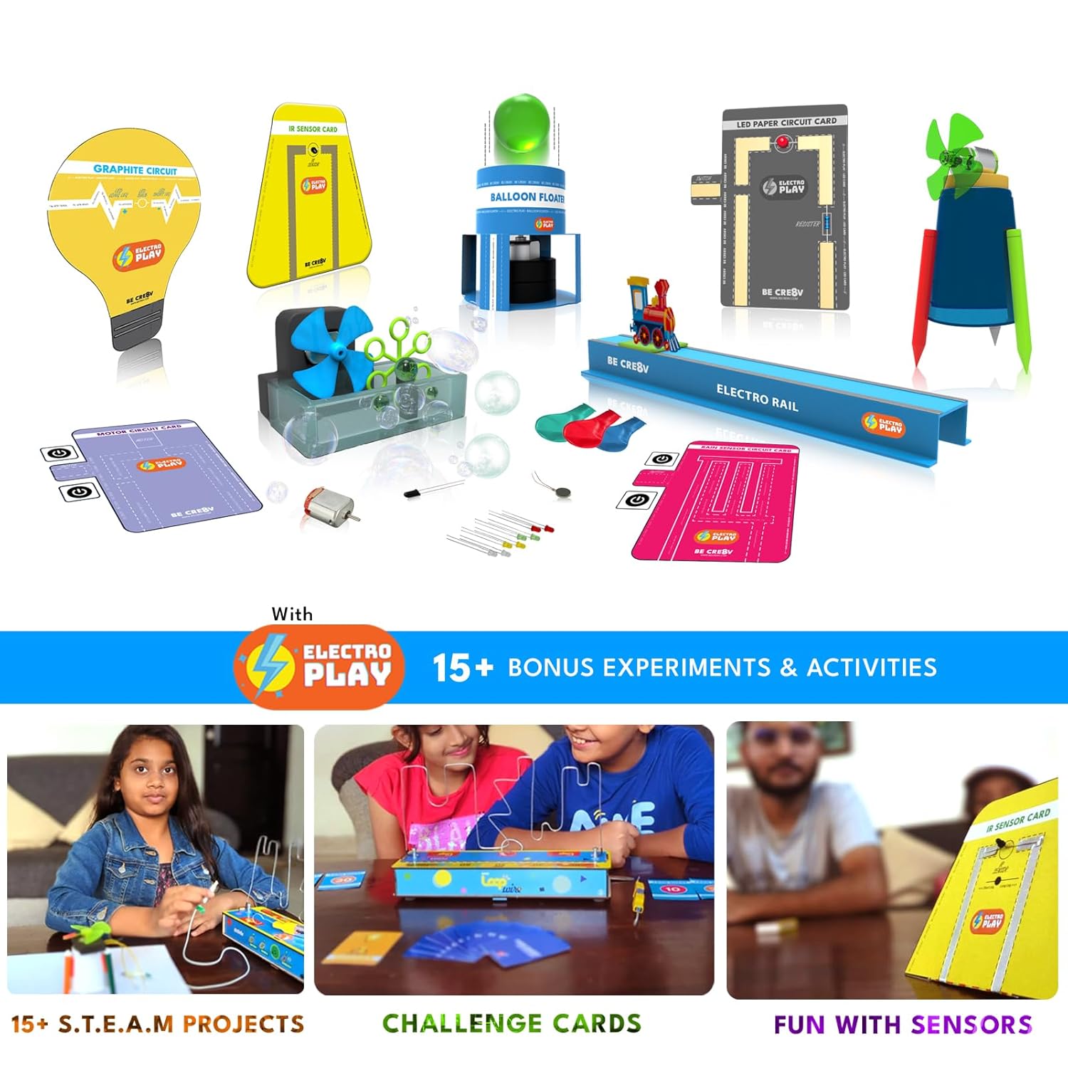 Be Cre8v Loop Wire DIY Kit with Electro Play - 15 Bonus Projects, STEAM-Based Toy for Kids 8-10-12-14, Best Birthday Gift for Boys and Girls, Science Toy, Electronic DIY Kit