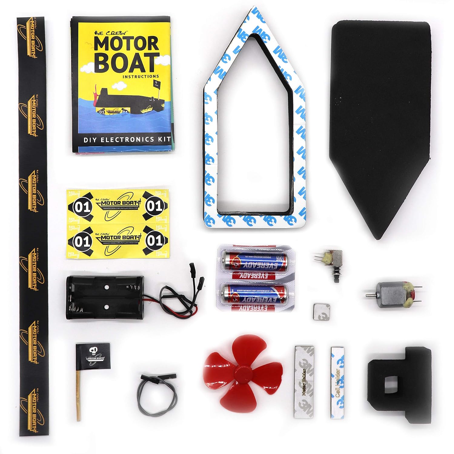 Be Cre8v STEM Based Motor Boat Educational DIY kit for Kids Over 4 Years