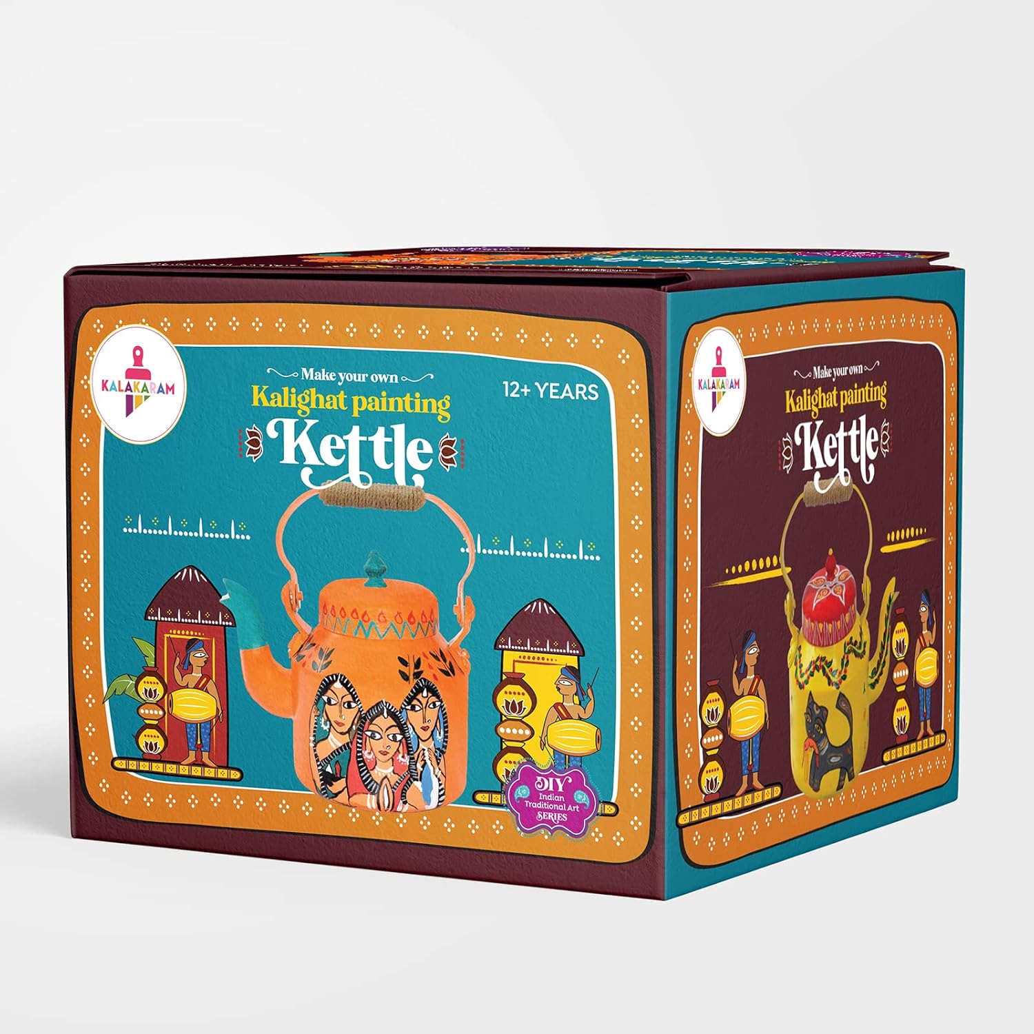 Kalakaram DIY Kalighat Kettle Painting Kit, Indian Ethnic Art Form Painting Kit, Cultural Education & Indian History Kit with Bonus Written Material Explaining the Origin, Techniques, and Relevance of this Art Form, Foster Creativity & Self-expression in