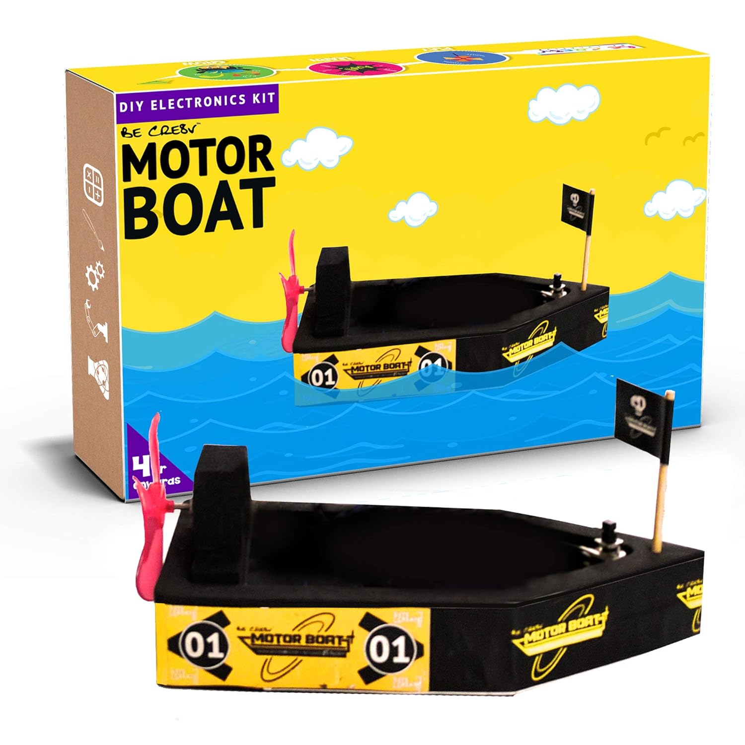 Be Cre8v STEM Based Motor Boat Educational DIY kit for Kids Over 4 Years