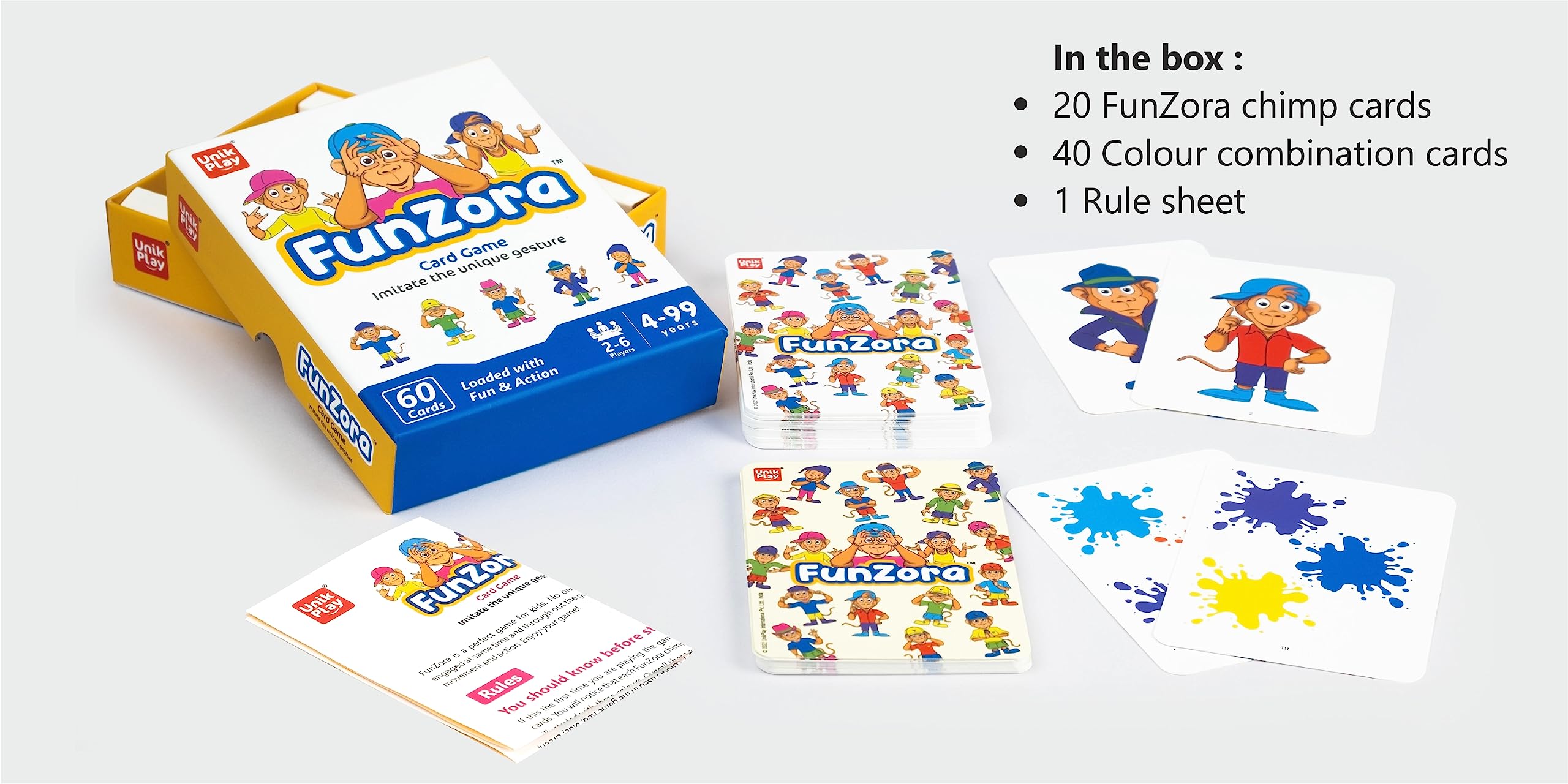 UnikPlay Educational Game FunZora Card Game for Kids and Girls Ages 4 and up | Easy to Learn Playing Card Games for Family Fun | Brain Games