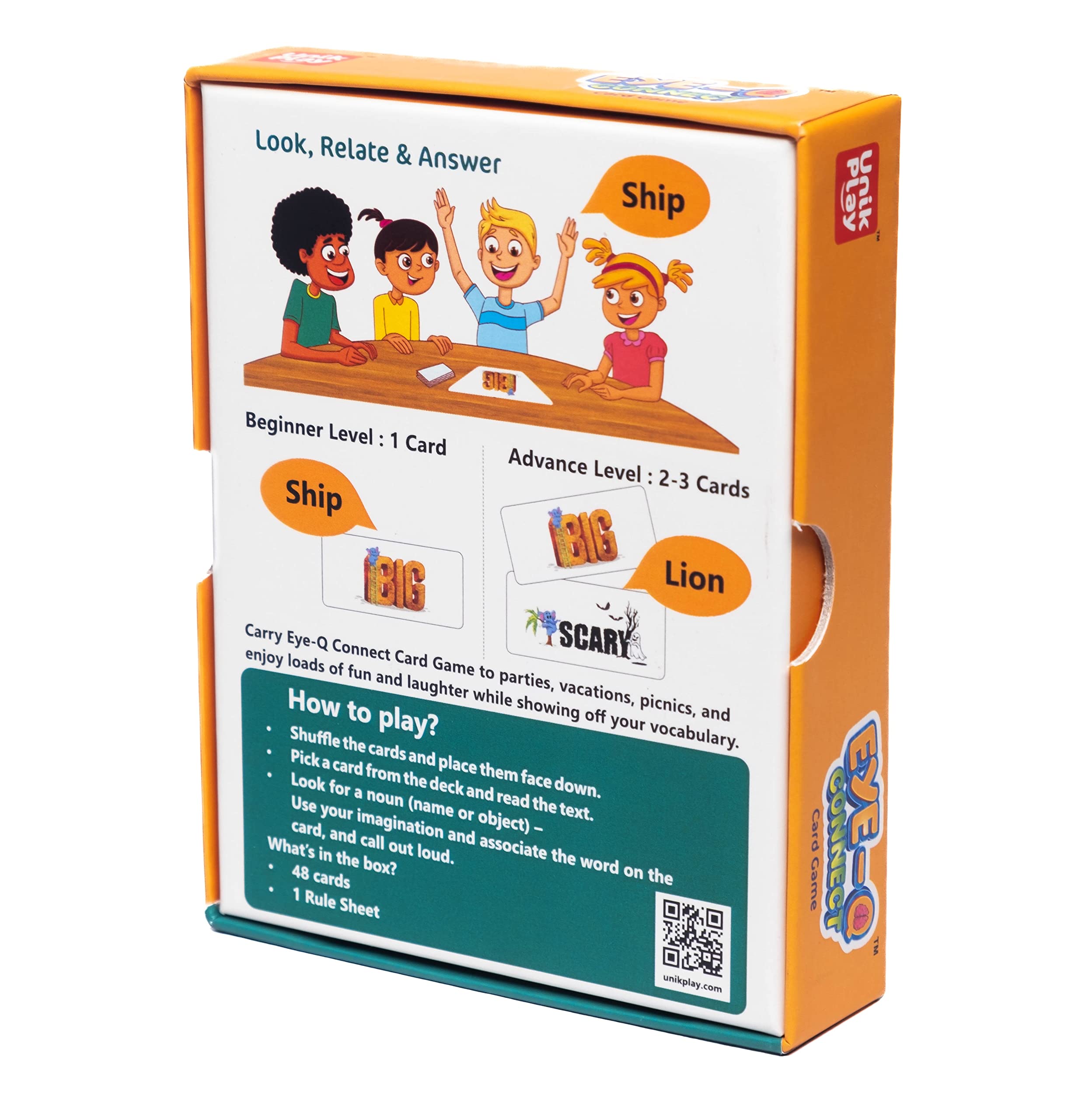 UnikPlay Educational Game Eye Q Connect Card Game for Boys and Girls Age 6 to 99 Years, Easy to Learn Playing Card Games, Fun Family Brain Games Birthday Gift