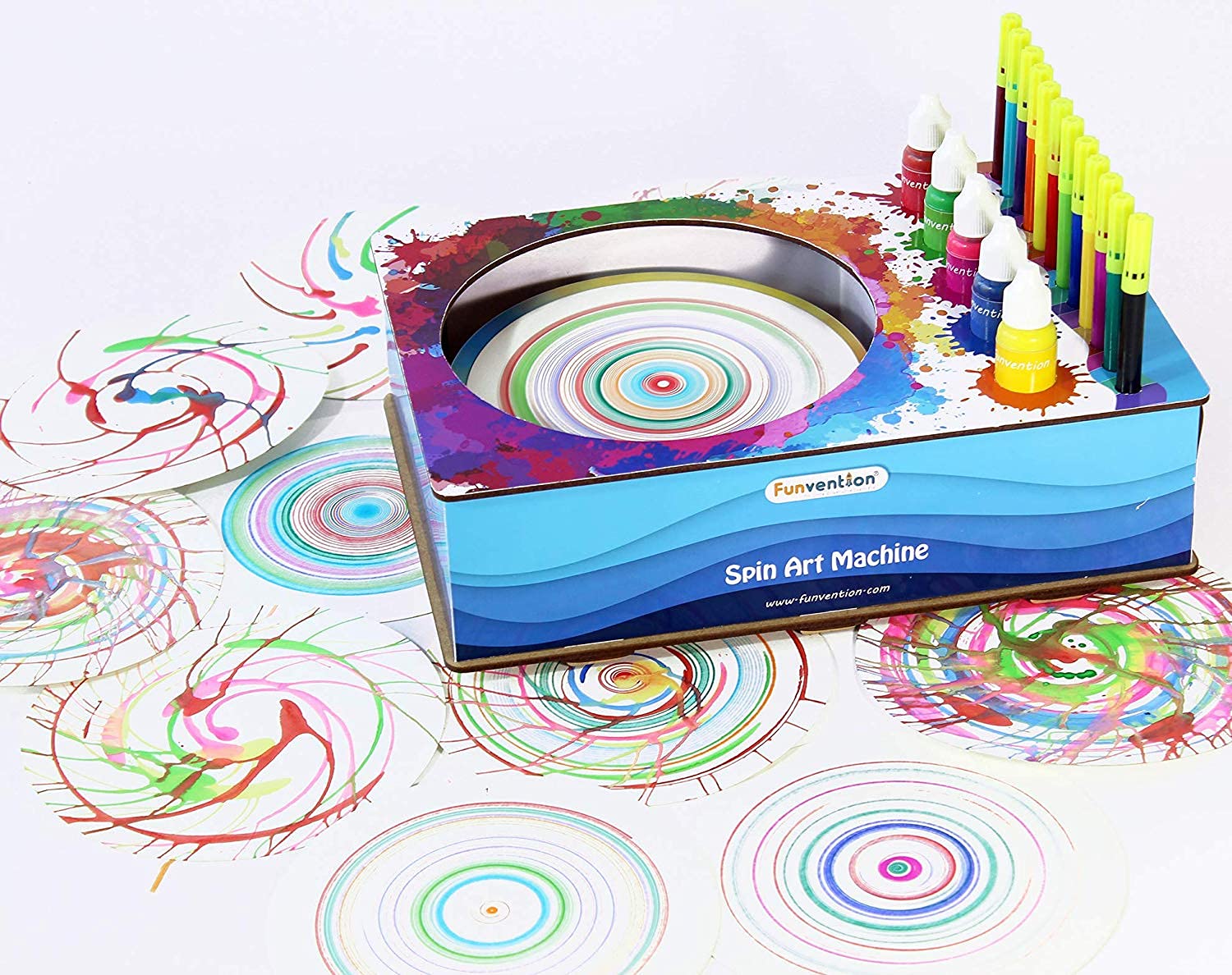 Funvention- for Little Scientist in Every Kid Spin Art Machine DIY STEM Learning Kit, 8+ Yrs