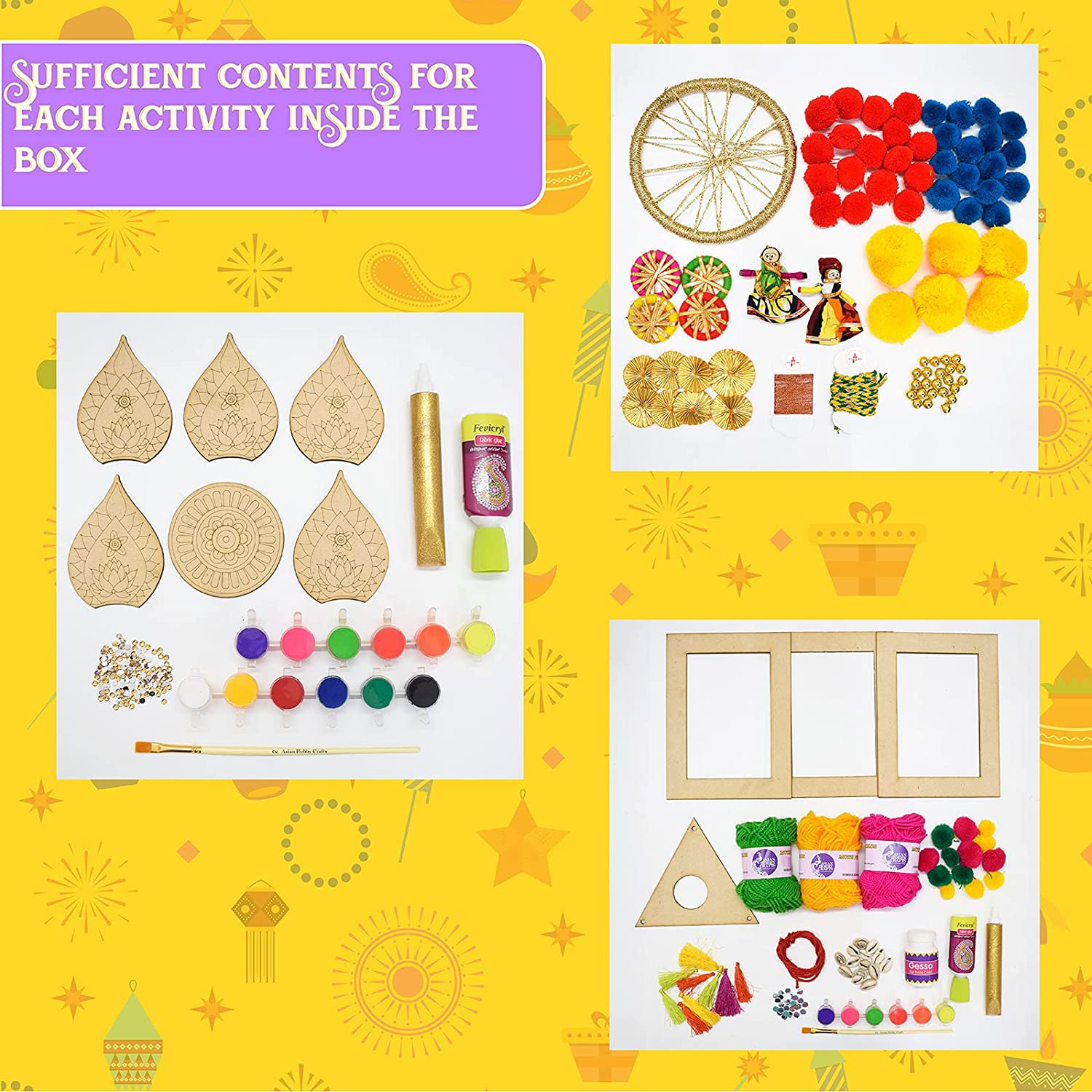 Kalakaram Diwali Delight Craft Activity Box, A Delightful Mix of 5 Craft Activities to Celebrate Diwali Festival, DIY Hobby Craft Kit for Kids and Adults, Festive Gift for Boys and Girls