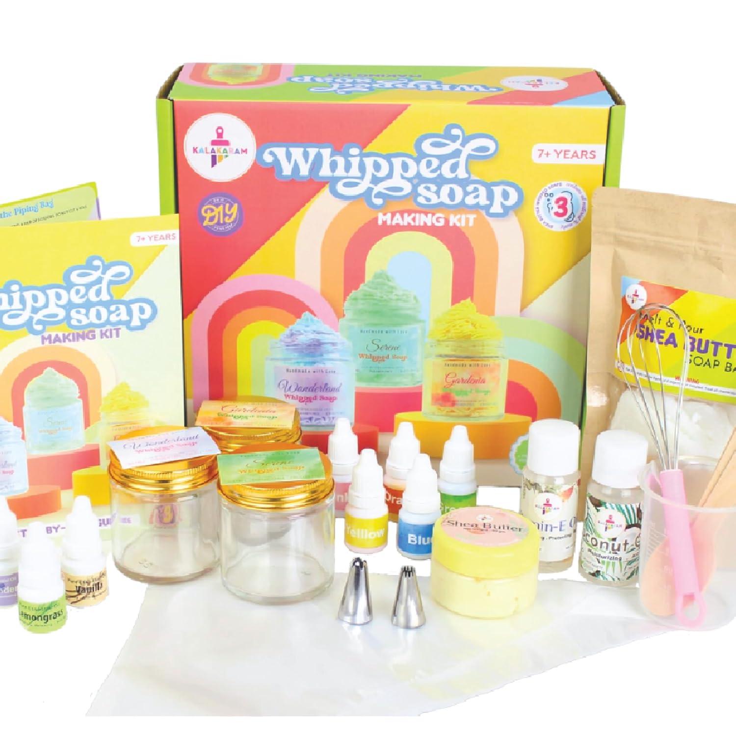 Kalakaram Whipped Soap Making Kit, Make 3 Pretty Jar Whipped Soaps, DIY Kids Activity Kit